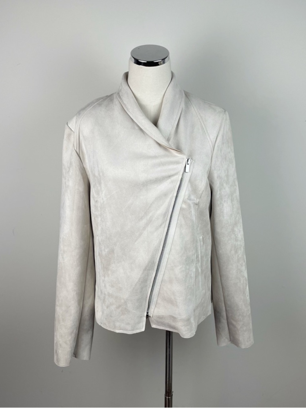 Philosophy Cream White Faux Leather Suede Full Zip Jacket Women Large